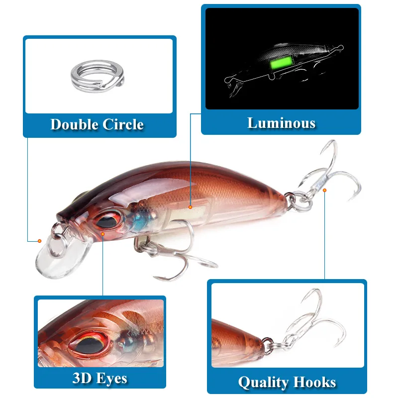 3D Eyes Luminous Minnow Fishin – Fishing Lure Crankbait recenzja i cena